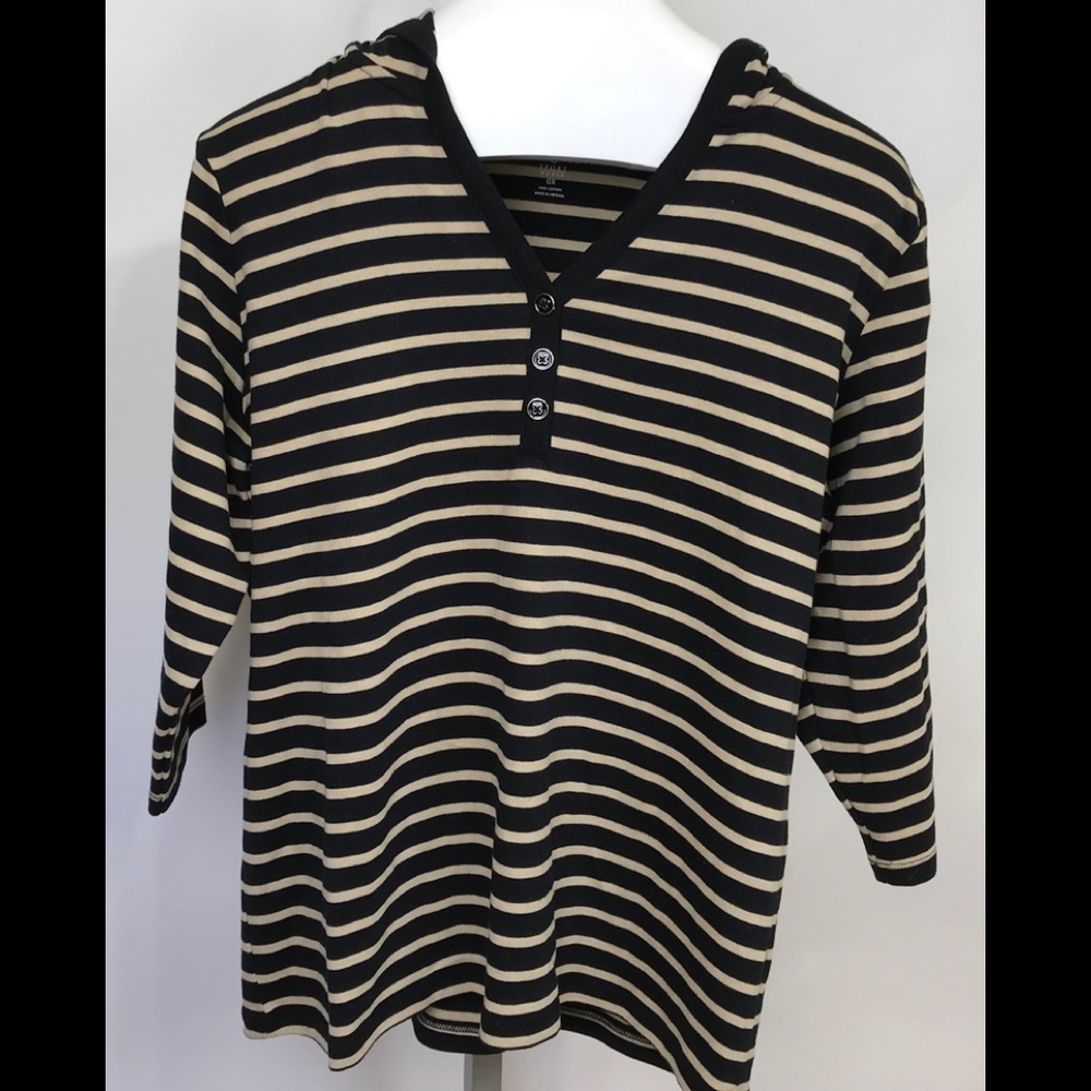 Karen Scott Sport Woman's Black & Tan Striped  With Hood Size 0X